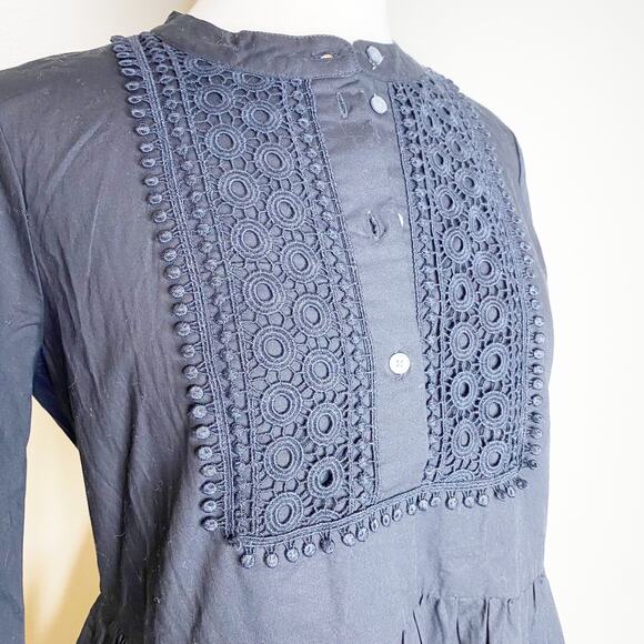 J Crew Women's Black Embroidered Tiered Mini Dress XS NWT - Picture 3 of 8